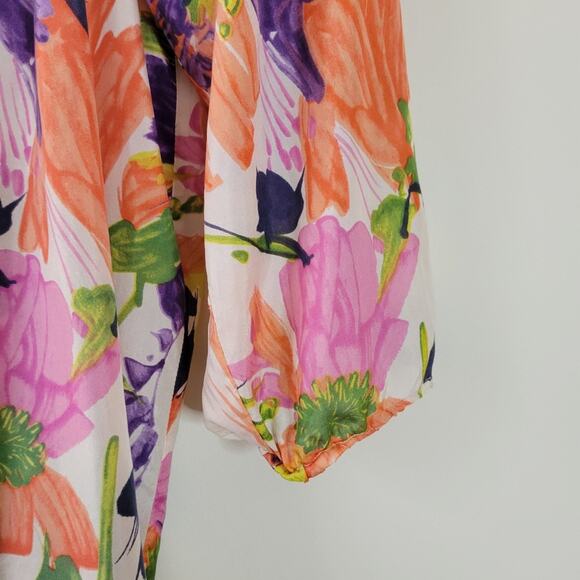 J. Crew Multicolored Floral Silk Tunic Coverup Large - Picture 3 of 9